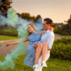 Фотосессия с дымовыми шашками, ph Постникова, Love Story, локация Родина-Мать, зеленый дым